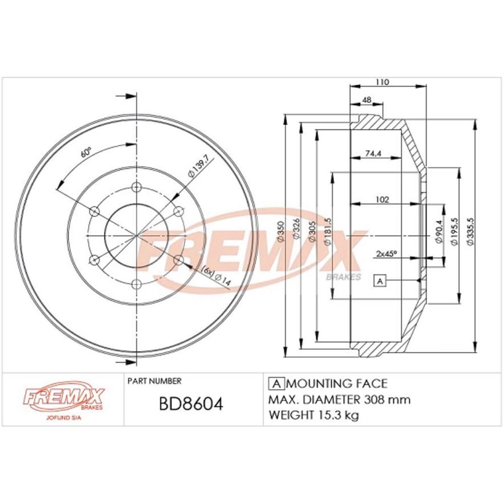 TAMBOR FREIO TRASEIRO GM A/C/D-20 93/ SILVERADO 97/