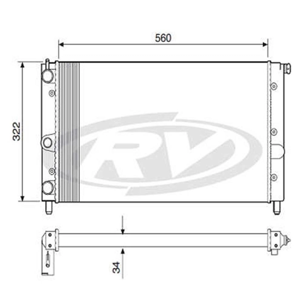 RADIADOR ÁGUA MOTOR EXPANDIDO SEM AR CONDICIONADO TRANSMISSÃO MANUAL 560X322X23MM VASO FIAT FIORINO/UNO 1.0/1.5 96/01 PREMIO 560X322X34MM