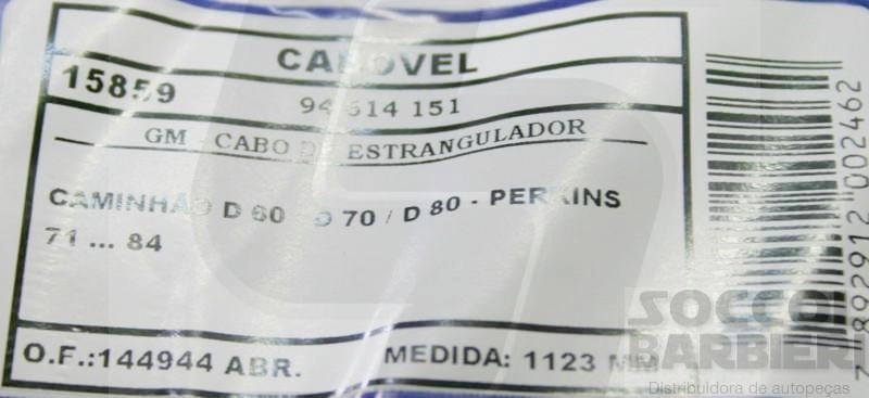 CABO ESTRANGULADOR 1123MM GM D-60/D-70/D-80 PERKINS 71/84 1123