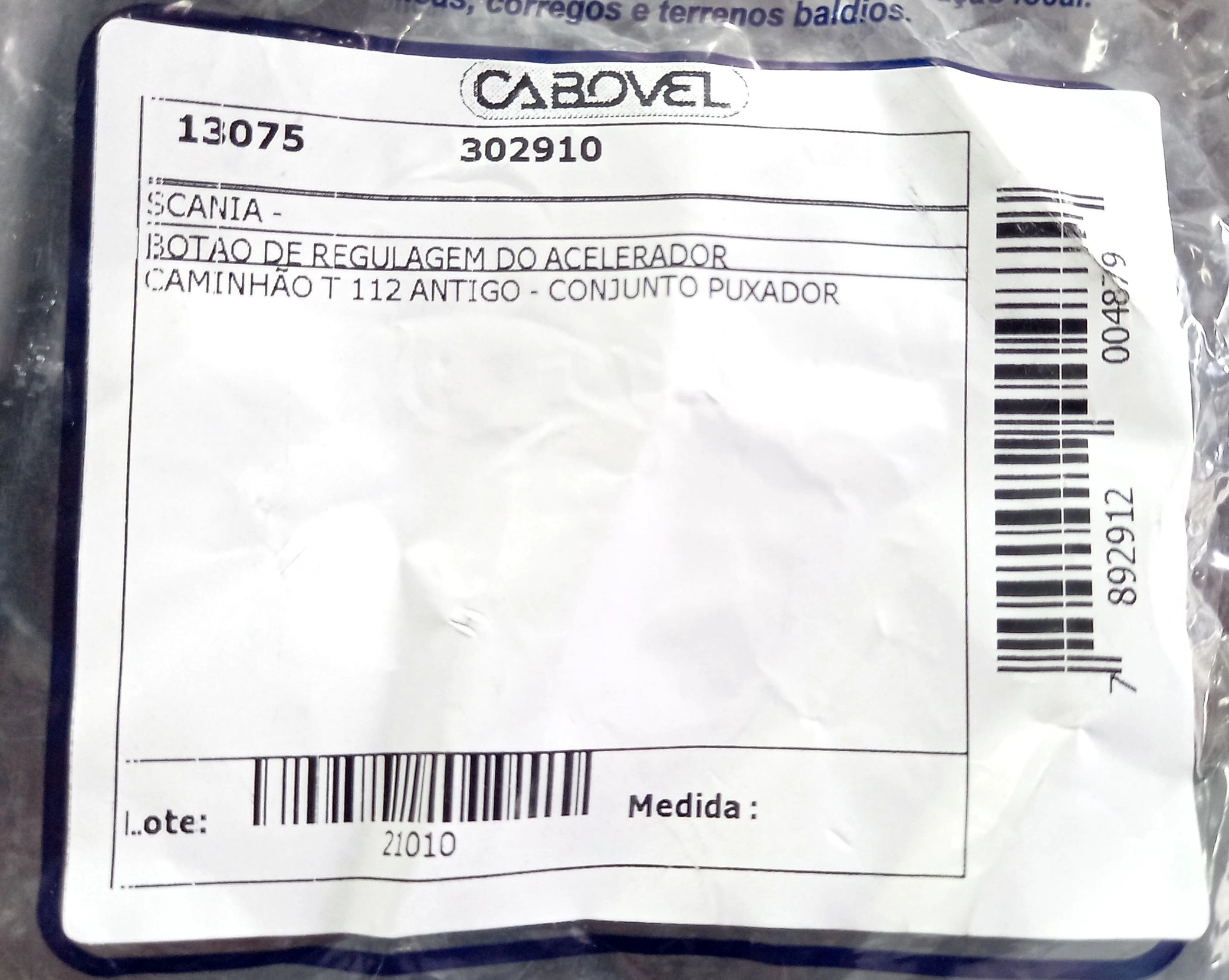 CONJUNTO PUXADOR SCANIA ACEL. MANUAL/ESTRANG T-112 ANTIGO