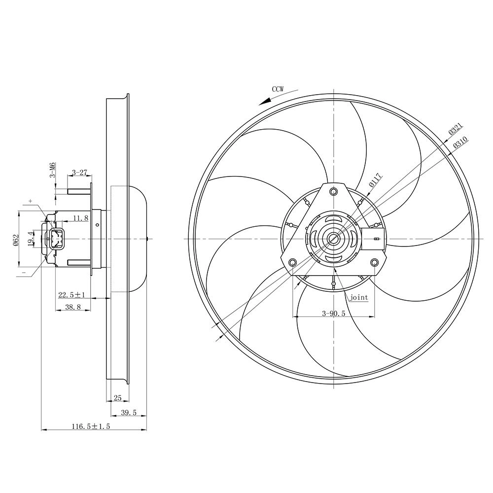 ELETROVENTILADOR - FIAT PALIO/SIENA/STRADA 1.0/1.5 04.96/12.01 - SEM AR CONDICIONADO