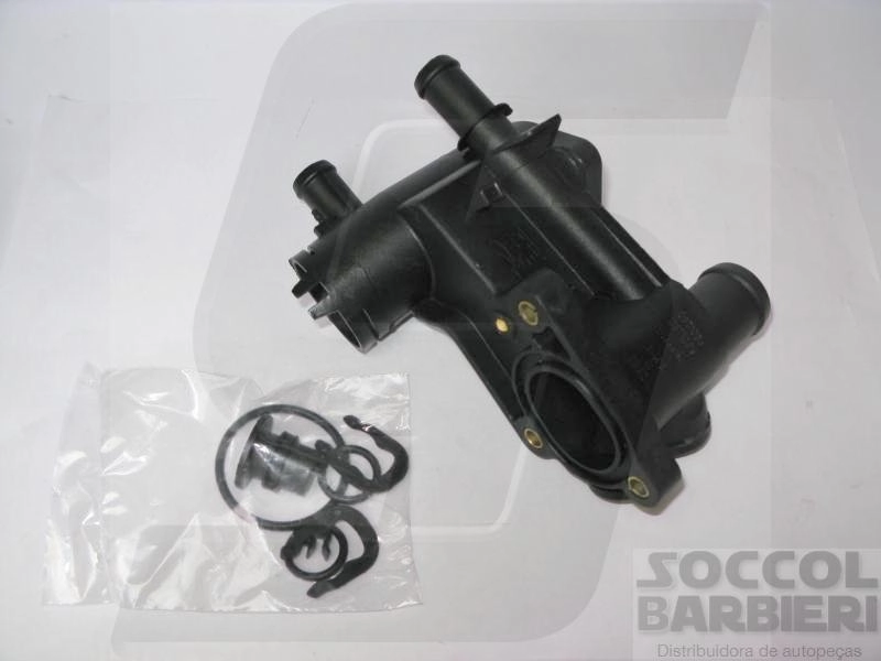 CAVALETE DISTRIBUIÇÃO ÁGUA OU CARCAÇA VÁLVULA TERMOSTÁTICA COM AR QUENTE CARCACA VALVULA TERMOSTATICA VW GOL/PARATI 1.0 97/01 8/16V DUAS SAIDAS