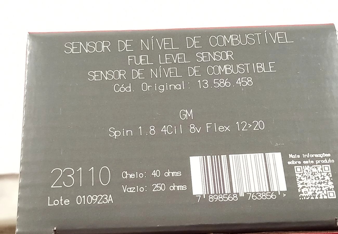 SENSOR/BOIA DE NÍVEL COMBUSTÍVEL GM SPIN 1.8 8V 2012/2020