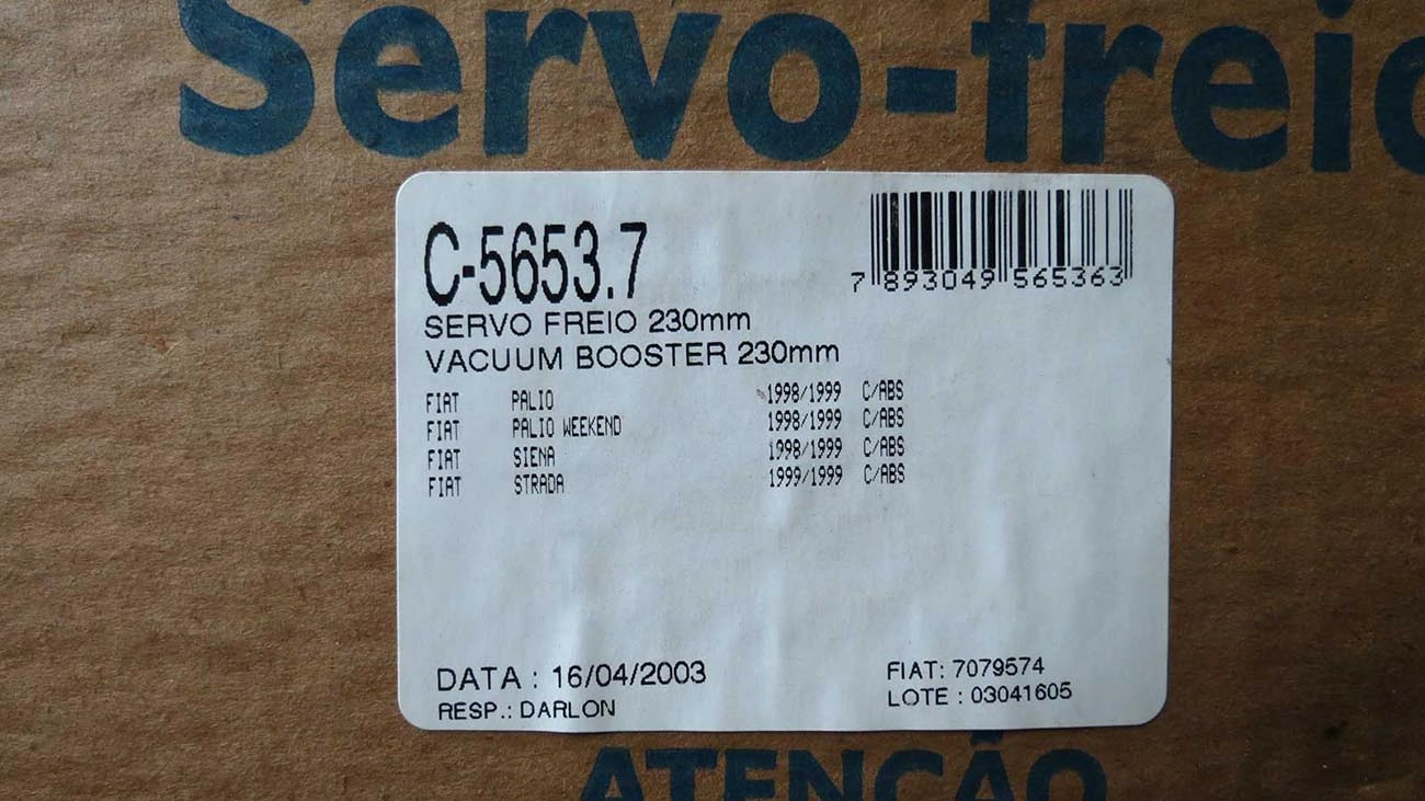 SERVO FREIO FIAT PALIO/WEEKEND/SIENA/STRADA 98/99 C/ABS 230MM