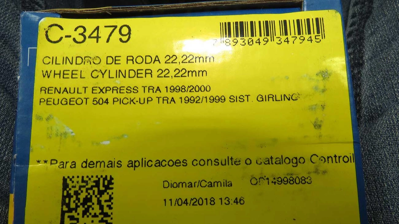 CILINDRO RODA FREIO TRASEIRO LADO DIREITO/ESQUERDO TRASEIRA RENAULT EXPRESS 1.6 1998/2000 22.22MM 7/8"