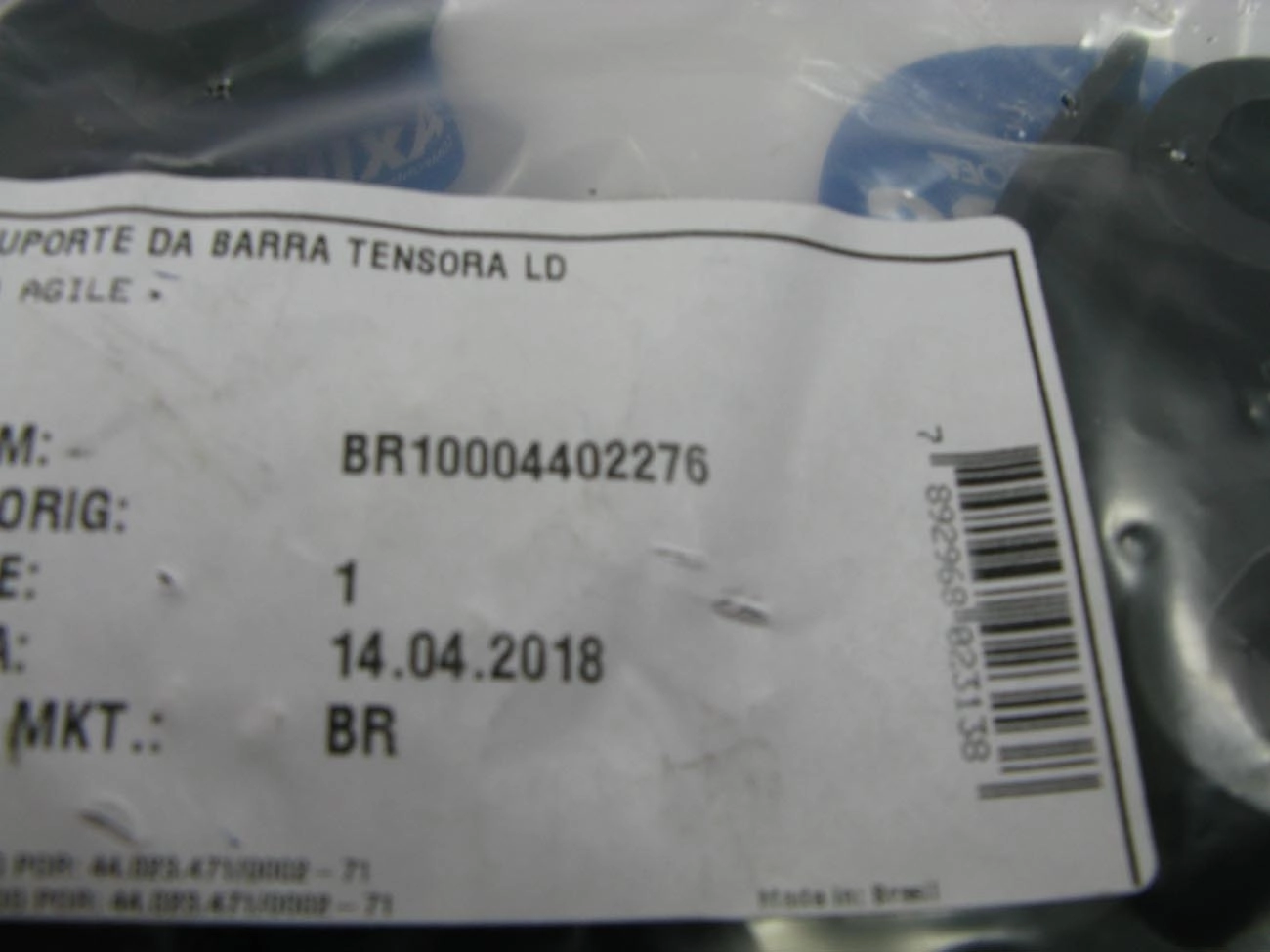 SUPORTE DA BARRA TENSORA DIREITO GM AGILE 09/14 - NOVA MONTANA 11/ - MORCEGUINHO