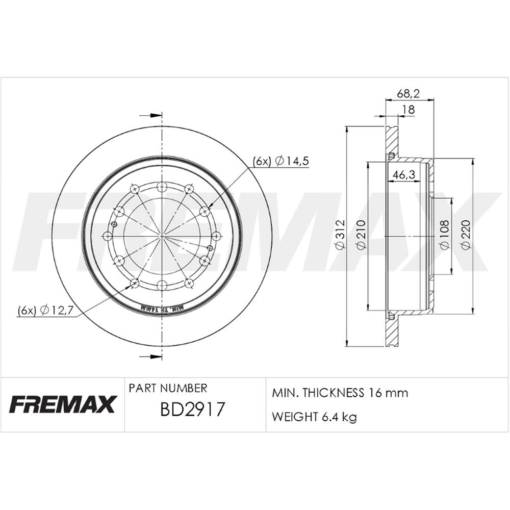 DISCO FREIO TRASEIRO VENTILADO 312MM TOYOTA HILUX 2.7/2.8 4X4 4X2 SW4 2.8/4.0 16/