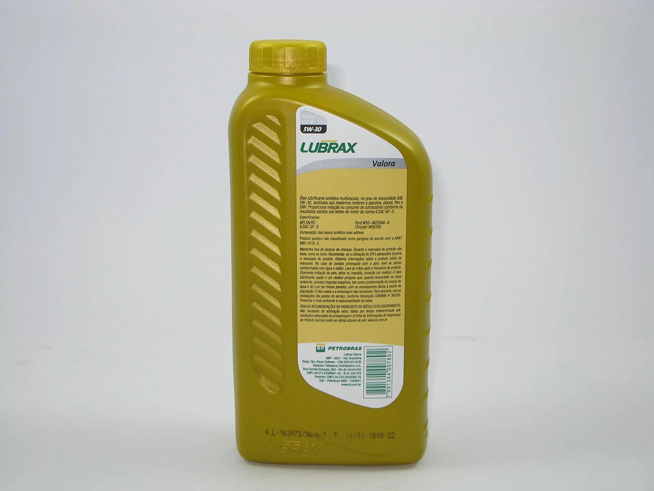ÓLEO LUBRIFICANTE 5W30 SINTÉTICO VALORA API SN PLUS SAE FLEX