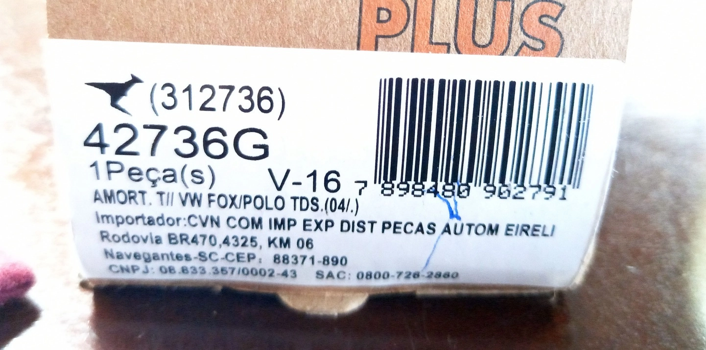 AMORTECEDOR TRASEIRO VW FOX 03/10 - SPACEFOX 06/10 EXCETO CROSS - POLO 02/06 HTAC/SEDAN