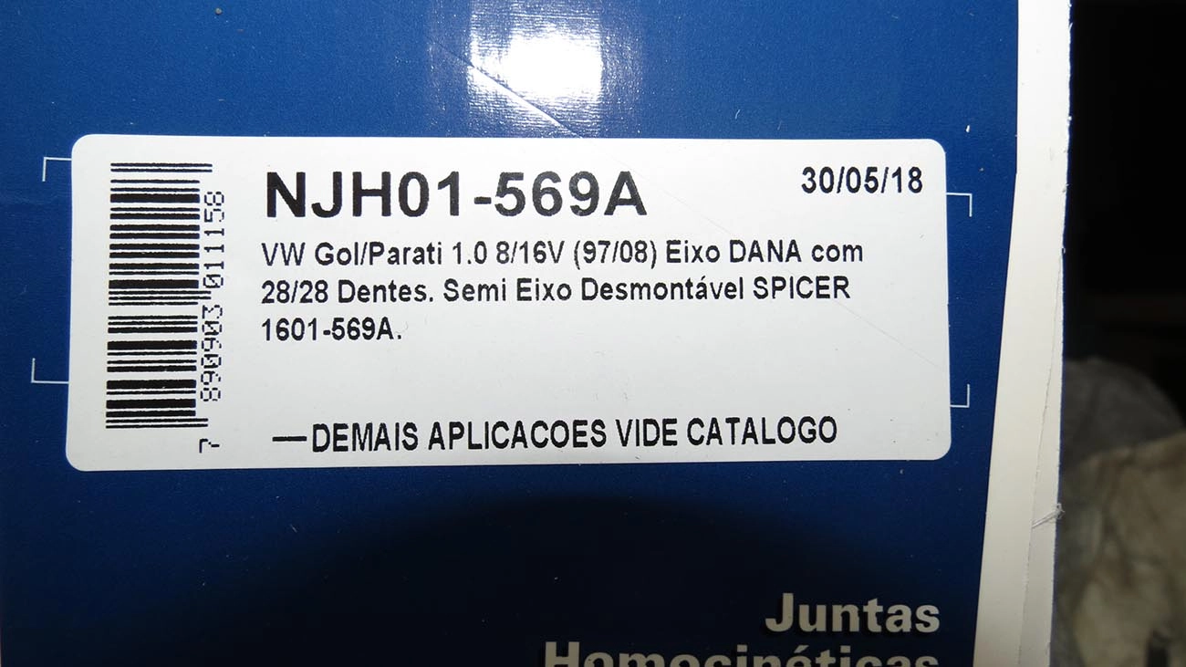HOMOCINETICA RODA VW GOL/PARATI 1.0 97/11 - 28/22 ESTRIAS TRAVA CENTRAL SEMI EIXO DESMONTÁVEL
