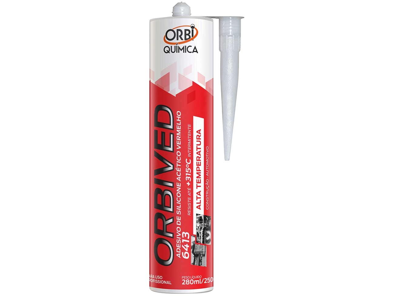 ORBIVED - ADESIVO DE SILICONE VERMELHO ALTA TEMPERATURA 280ML