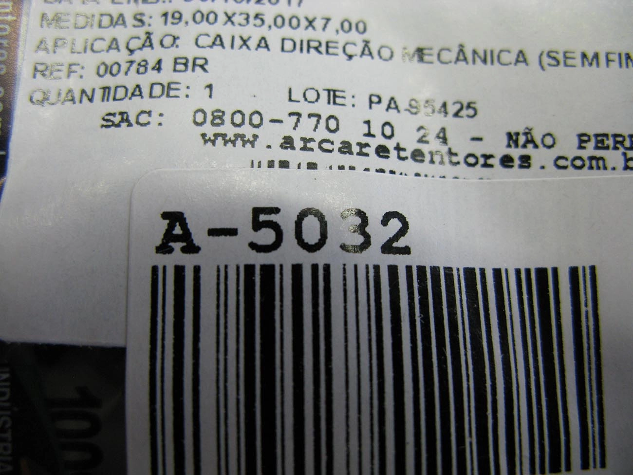 RETENTOR CAIXA DIREÇÃO MECÂNICA/SEM FIM LINHA AGRÍCOLA 19X35X7MM GM OPALA/CARAVAN