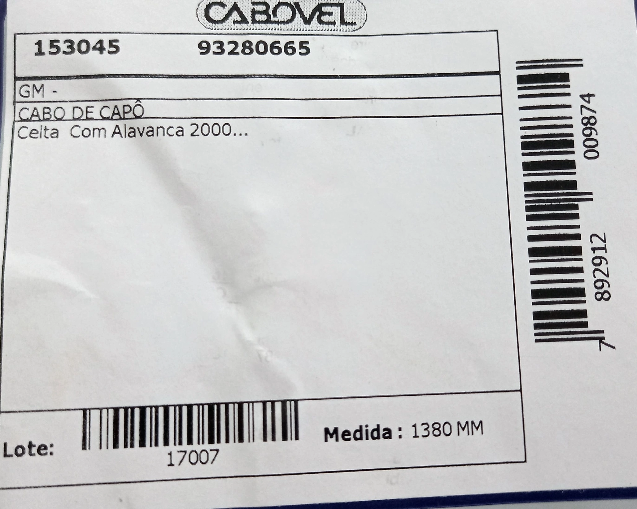 CABO CAPO GM CELTA 2000/ 1380