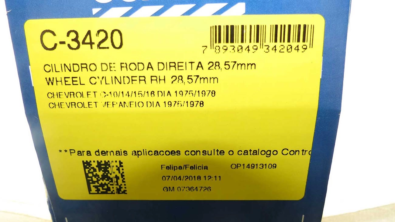 CILINDRO RODA DIANTEIRA DIREITA GM A/C-10/14/15/VERANEIO 75/78 - 1.1/8 - 28,57MM