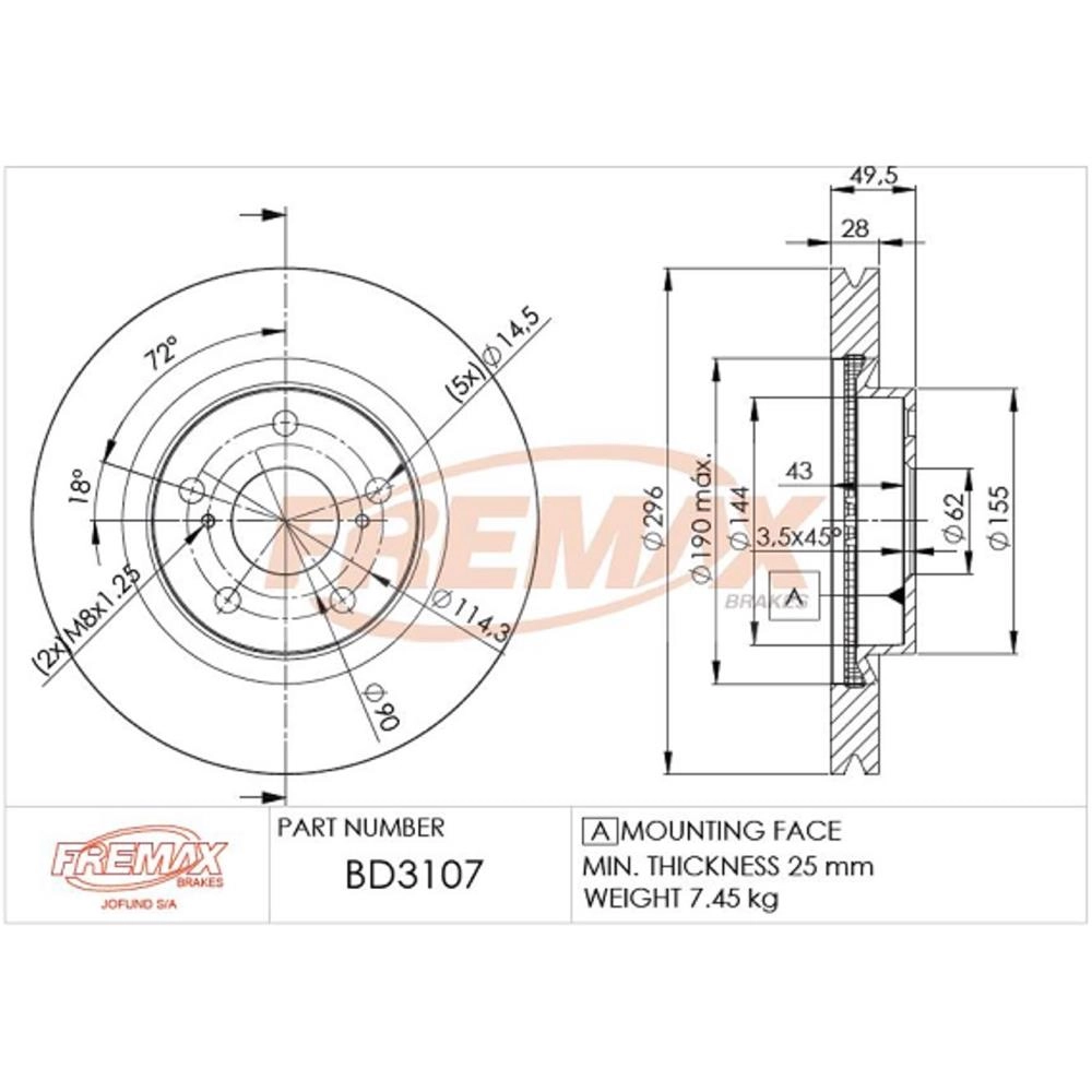 DISCO FREIO DIANTEIRO VENTILADO 295MM TOYOTA CAMRY 3.5 07/12 2013/ RAV-4 2.4 13/