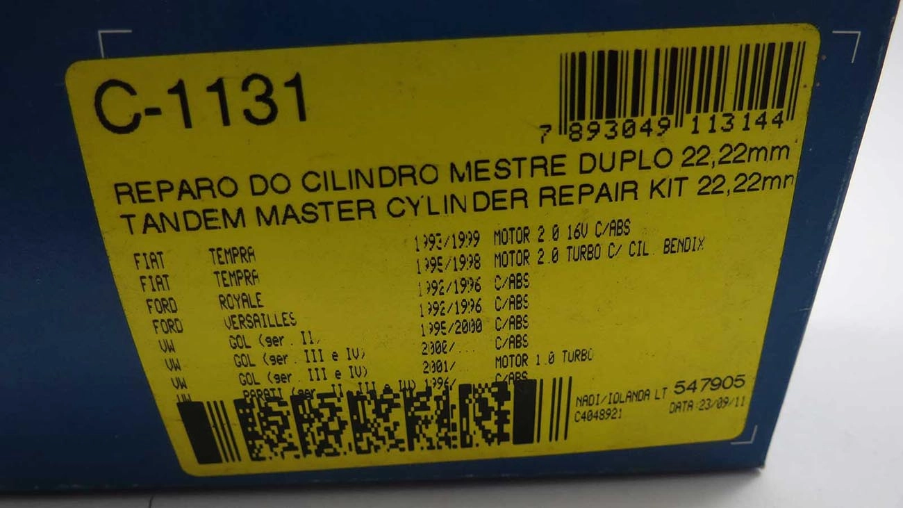 REPARO CILINDRO MESTRE DUPLO 22.22MM VW GOL 95/ TODOS SANTANA/QUANTUM 92/ PARATI 96/ SAVEIRO 99/ C/A