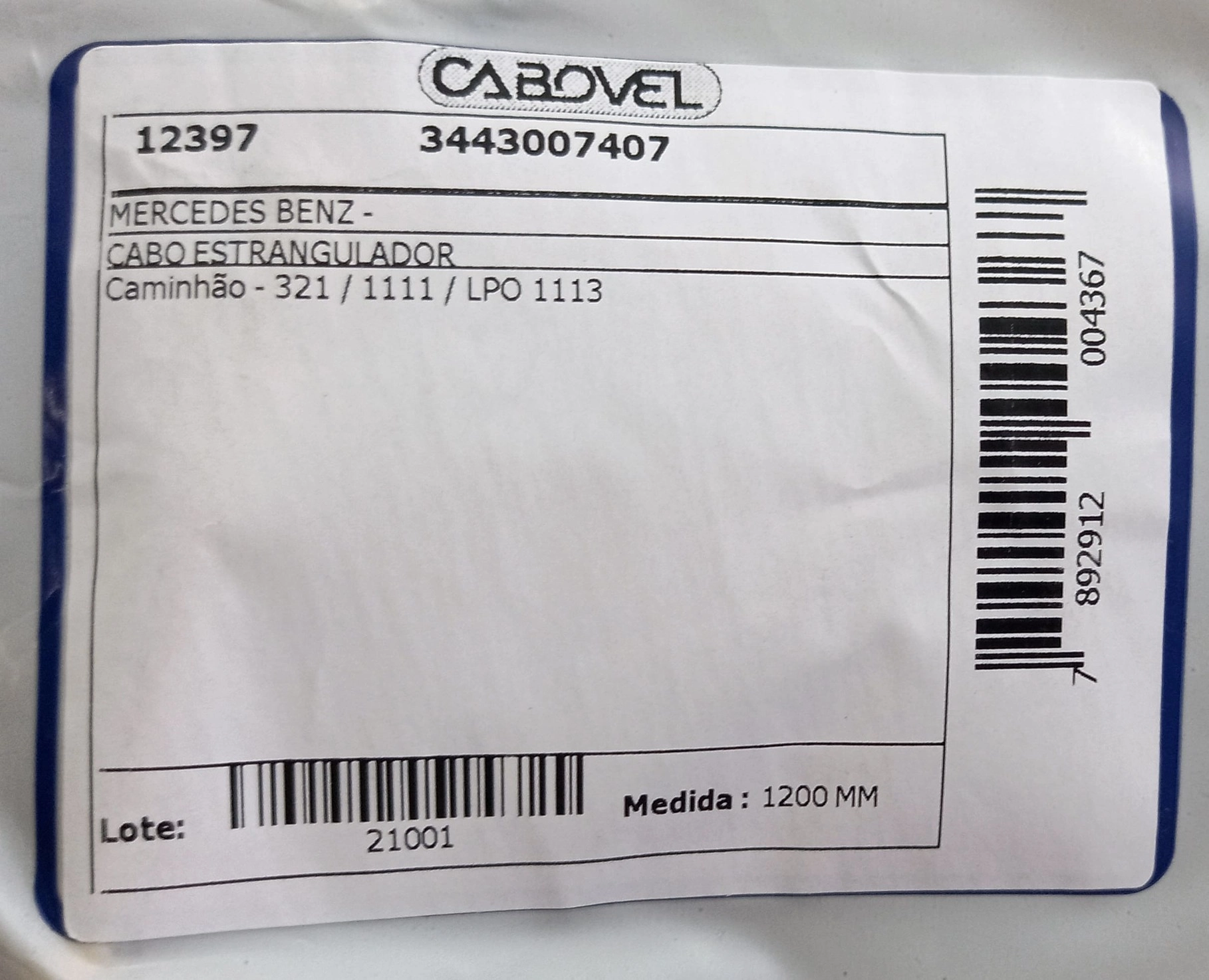 CABO ESTRANGULADOR 1200MM MB 321/1111/LPO 1113
