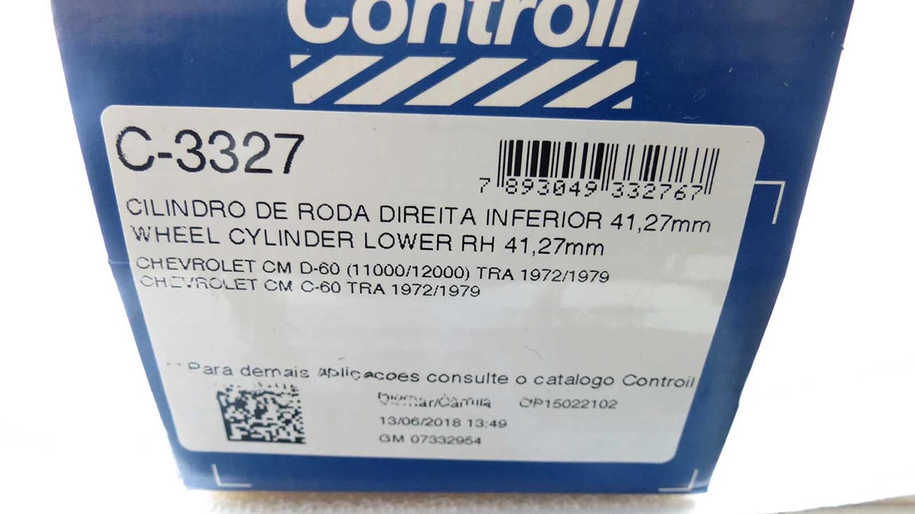 CILINDRO RODA FREIO TRASEIRO LADO DIREITO INFERIOR TRASEIRA DIREITA GM A/C/D-60 72/79 1-5/8 41,27MM