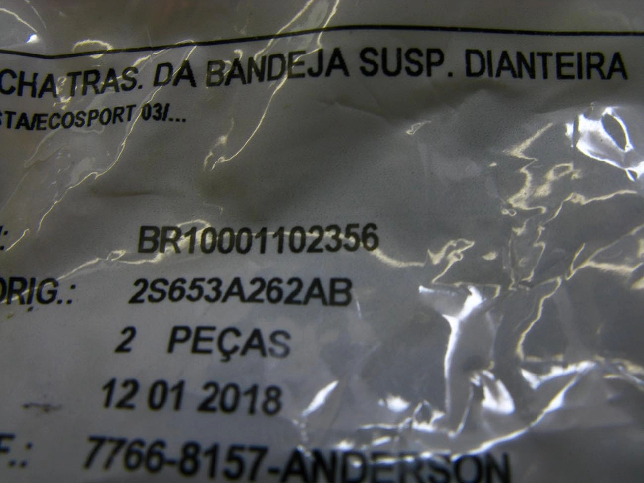 BUCHA TRASEIRA BANDEJA DIANTEIRA FORD NOVO FIESTA 02/14 - ECOSPORT 03/12 - REFIL SEM SUPORTE