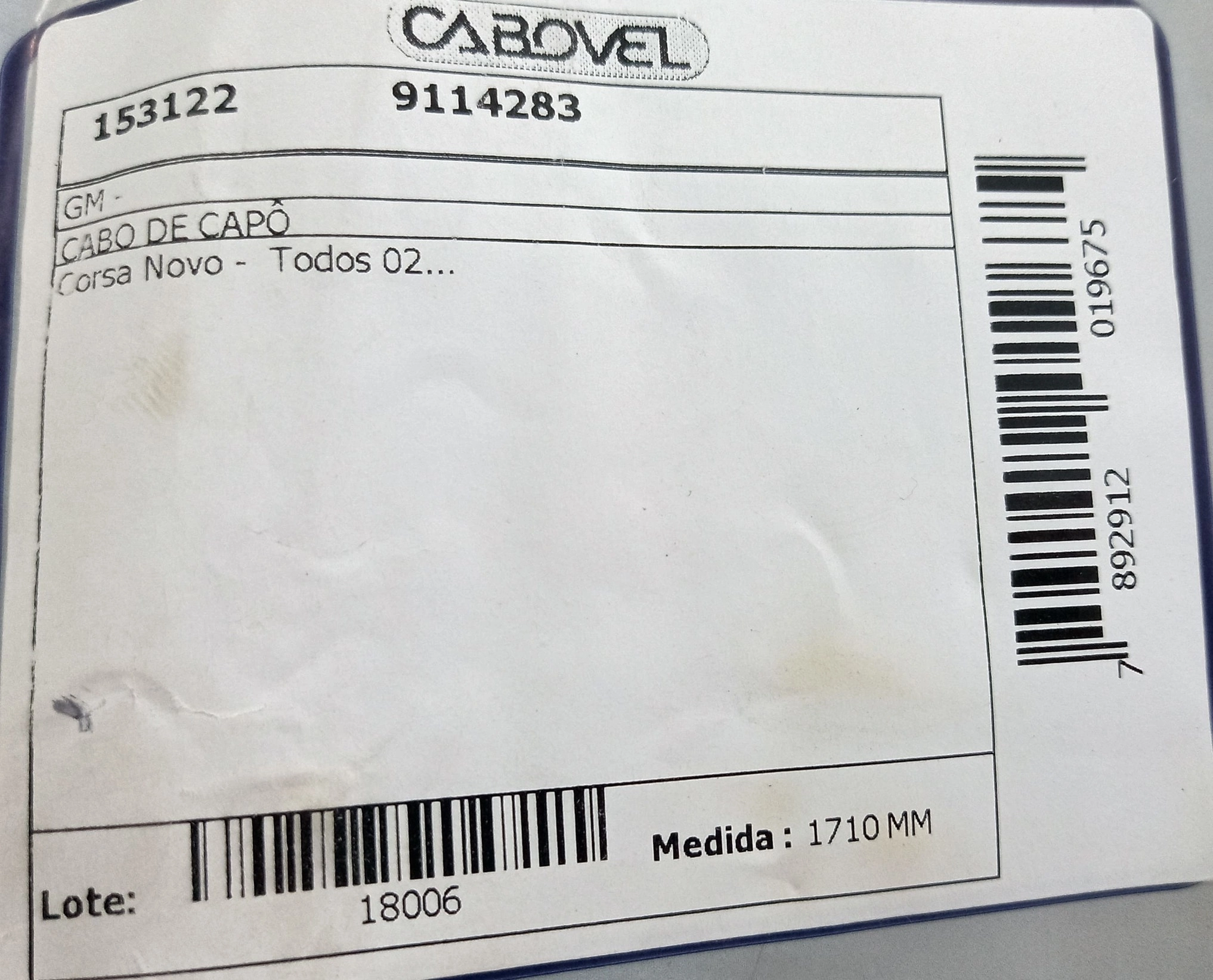 CABO CAPO GM NOVO CORSA - 2002/