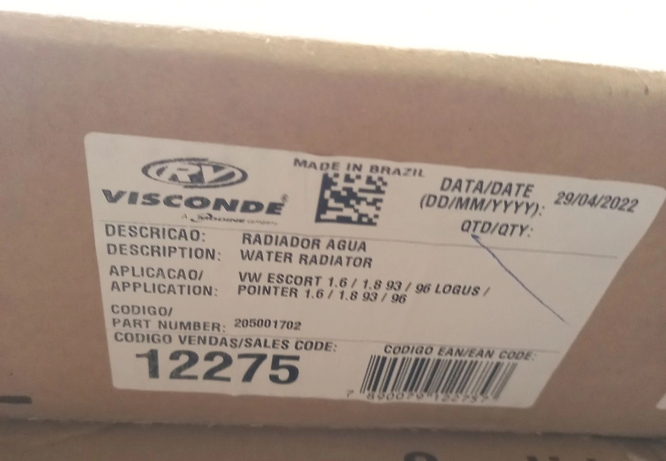 RADIADOR 322X525 FORD ESCORT/VERONA 93/96 VW LOGUS/POINTER S