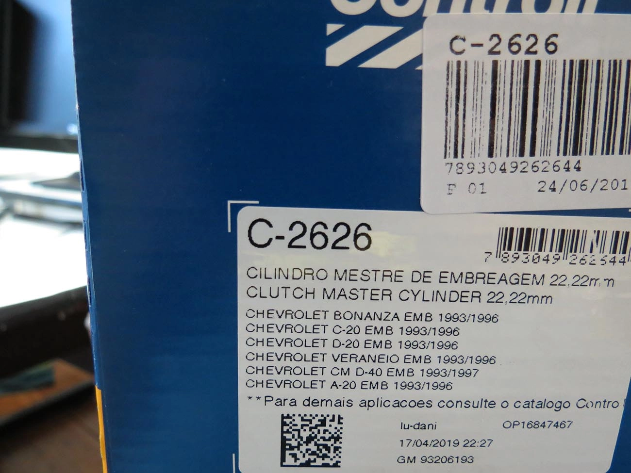 CILINDRO MESTRE EMBREAGEM 22.22MM 7/8P GM A/C/D-20/40/BONANZA/VERANEIO 93/97 JACTO