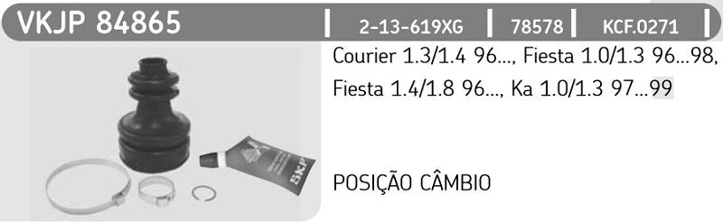 KIT REPARO COIFA HOMOCINÉTICA LADO CÂMBIO TRIPÓIDE FORD FIESTA/KA/COURIER 1.0/1.3/1.4 96/99 23X74X112MM