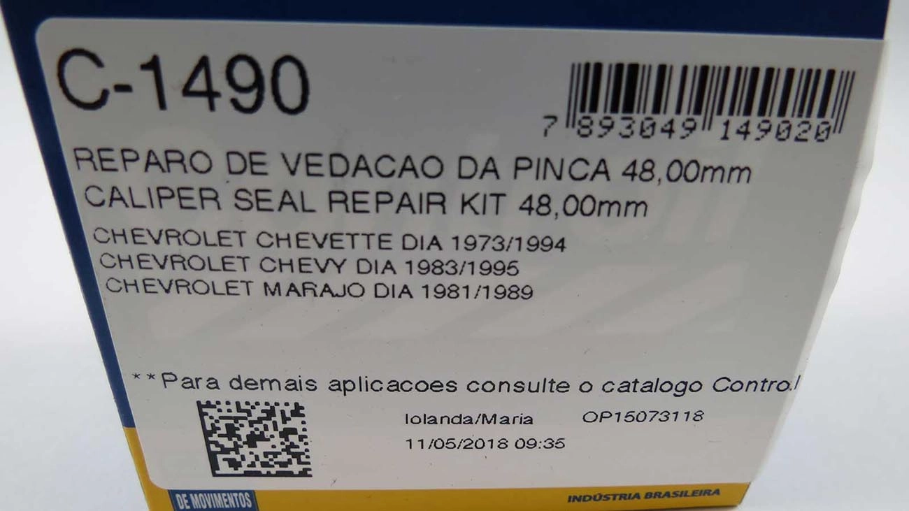 REPARO VEDAÇÃO PINÇA 48.00MM GM CHEVETTE/CHEVY 73/95 FREIO DISCO 48MM DIANTEIRO