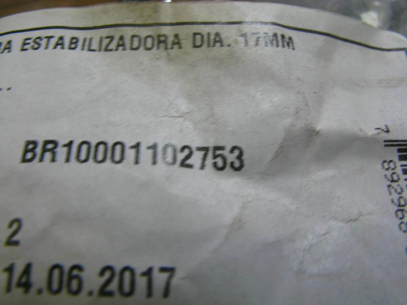 BUCHA CENTRAL DO ESTABILIZADOR DIANTEIRO FIAT PALIO SPORTING 2012/ - MOBI 2016/ - FURO 17MM