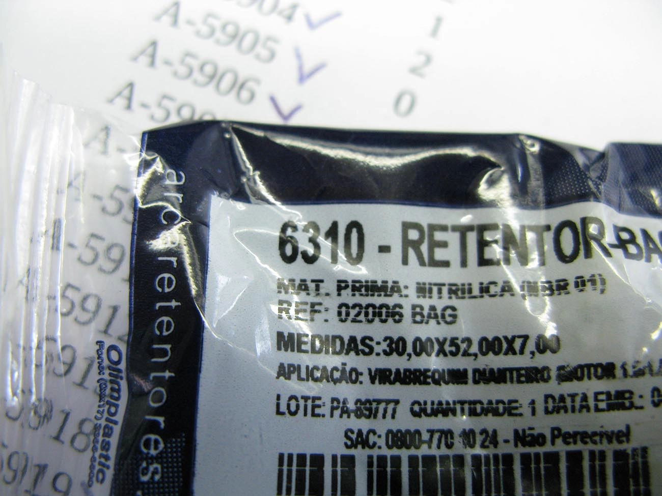 RETENTOR EIXO COMANDO VÁLVULAS 30,00X52,00X7,00MM FIAT 147/UNO/PREMIO/ELBA/FIORINO 30X52X7MM MOTOR FIASA/SEVEL 2 PEÇAS