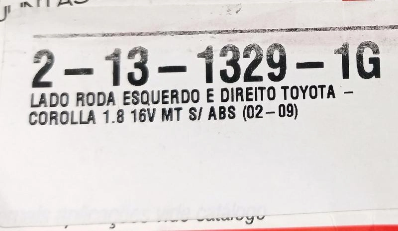 KIT REPARO COIFA HOMOCINETICA RODA TOYOTA COROLLA 1.8 02/08 - 24X80X126MM BORRACHA