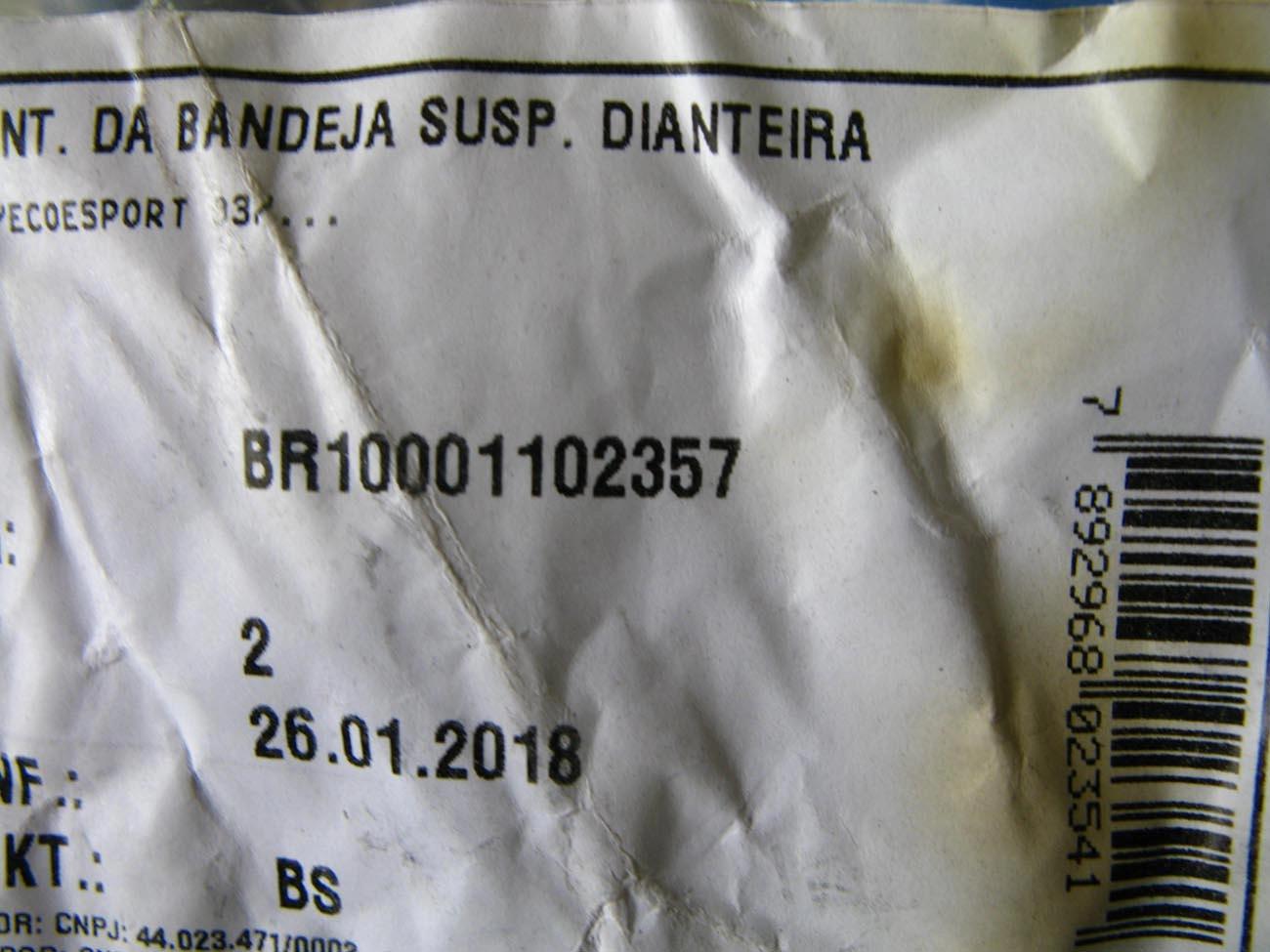 BUCHA DIANTEIRA BANDEJA SUSPENSÃO FORD NOVO FIESTA 02/14 ECOSPORT 03/12 KA 08/10