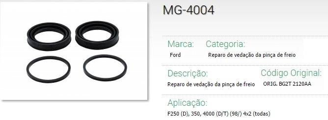 REPARO VEDACAO PINCA FREIO 54MM FORD F-250/350/4000 4X2/4X4 98/ - DIANTEIRO/TRASEIRO