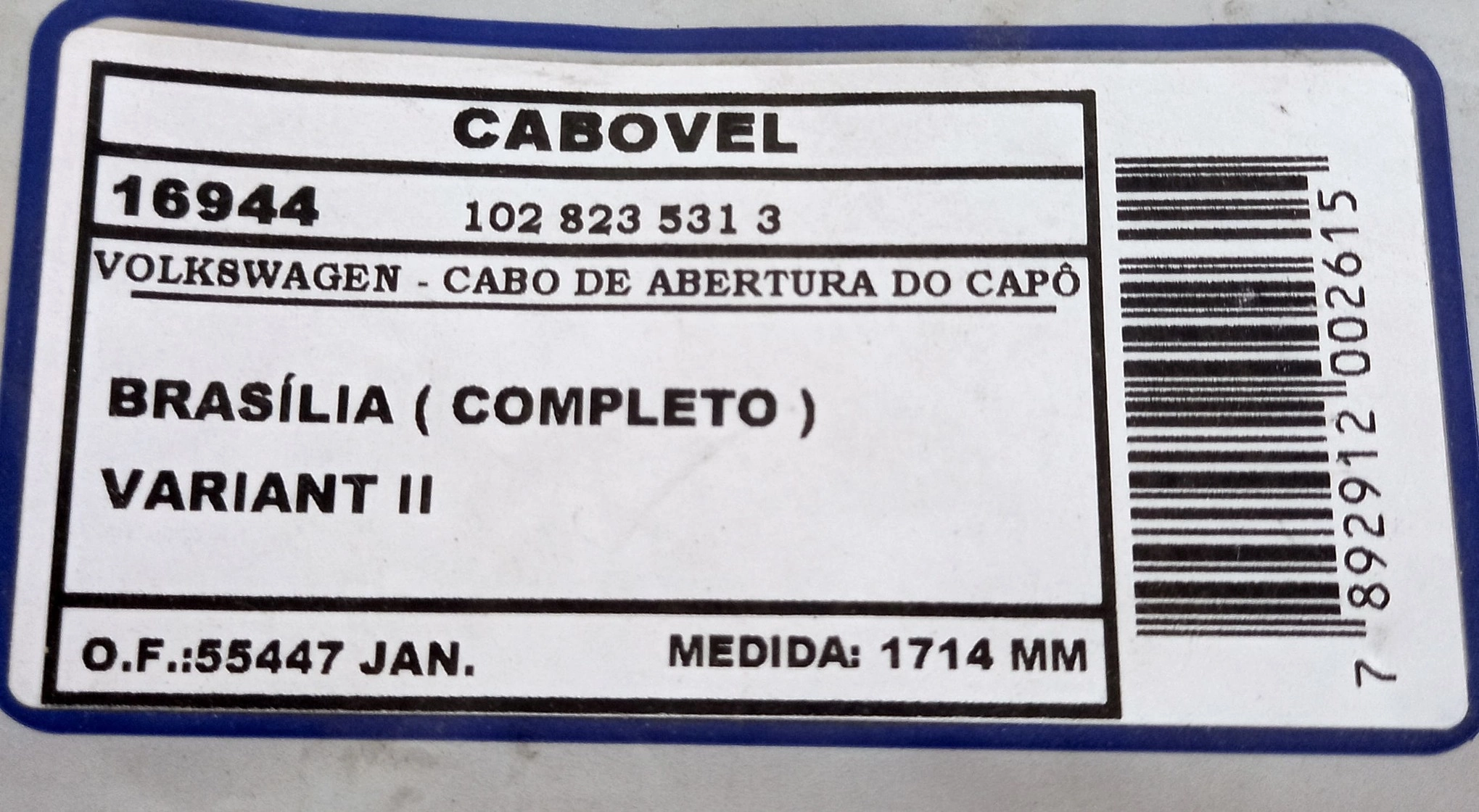 CABO CAPO VW BRASILIA - COMPLETO 1714