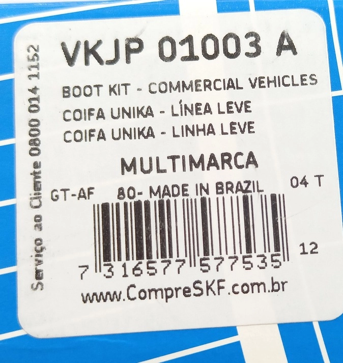 KIT REPARO HOMOCINÉTICA COIFA UNIKA UTILITÁRIOS - EIXO 22MM A 43MM - DIÂMETRO EXTERNO 75MM A 145MM