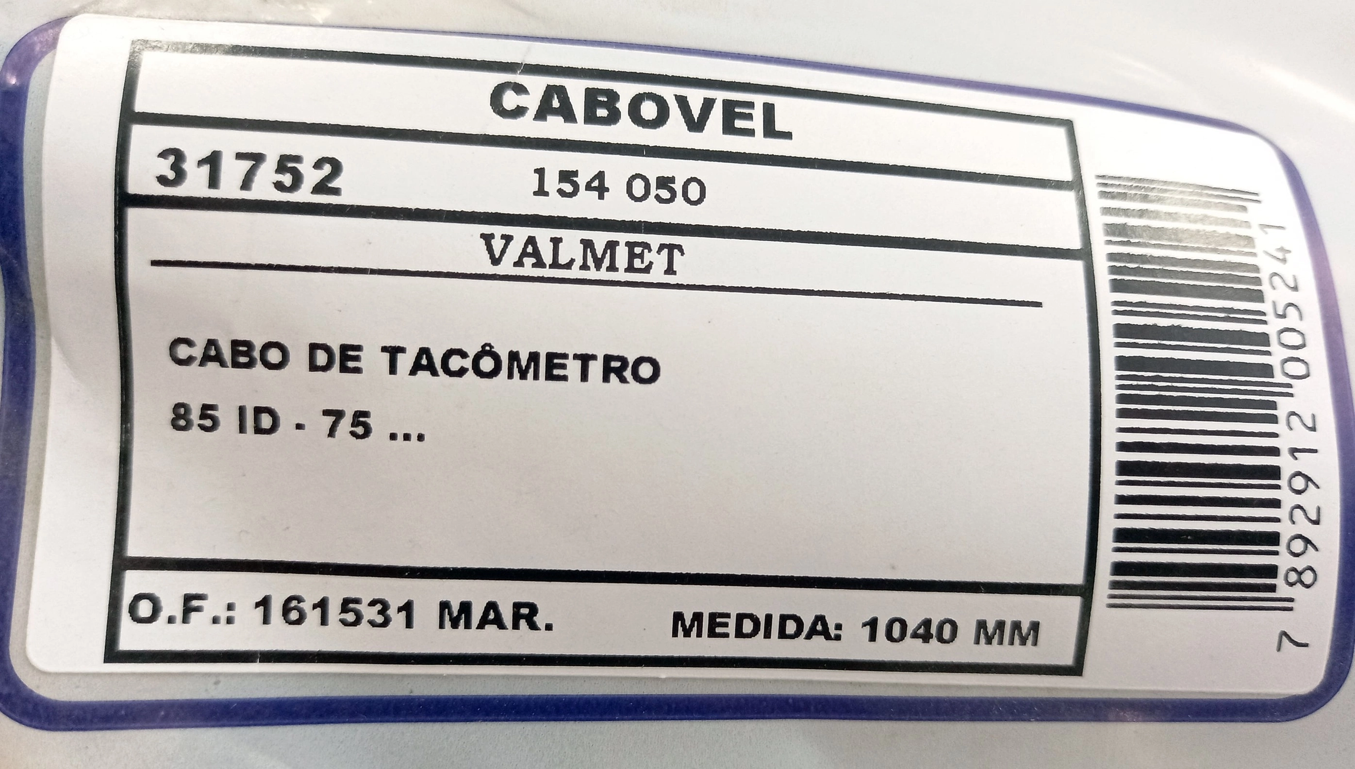 CABO TACOMETRO VALMET 85 ID 75/ 1040