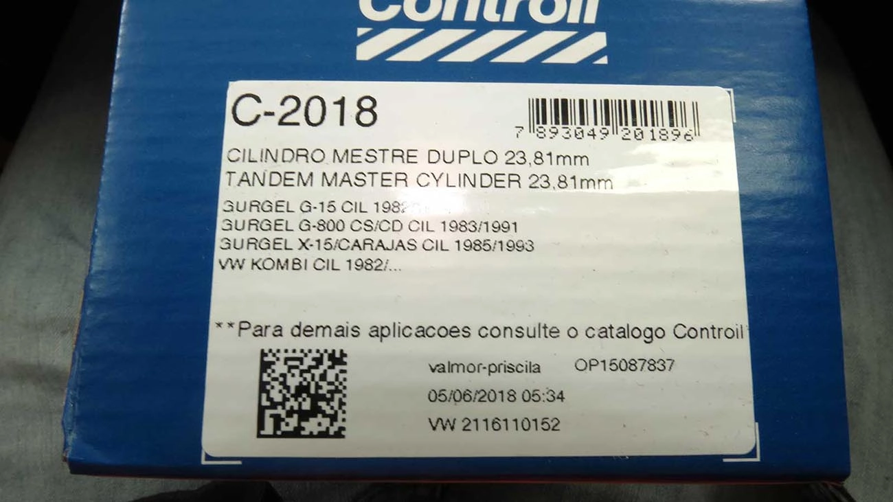 CILINDRO MESTRE FREIO DUPLO 23.81MM VW KOMBI 82/ 15/16