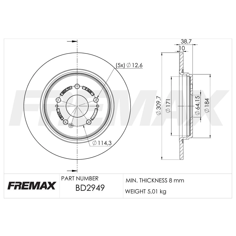 DISCO FREIO TRASEIRO SÓLIDO 309MM HONDA ACCORD 2007/2024 CR-V 1.5 16V TURBO 2019/2025 SOLIDO