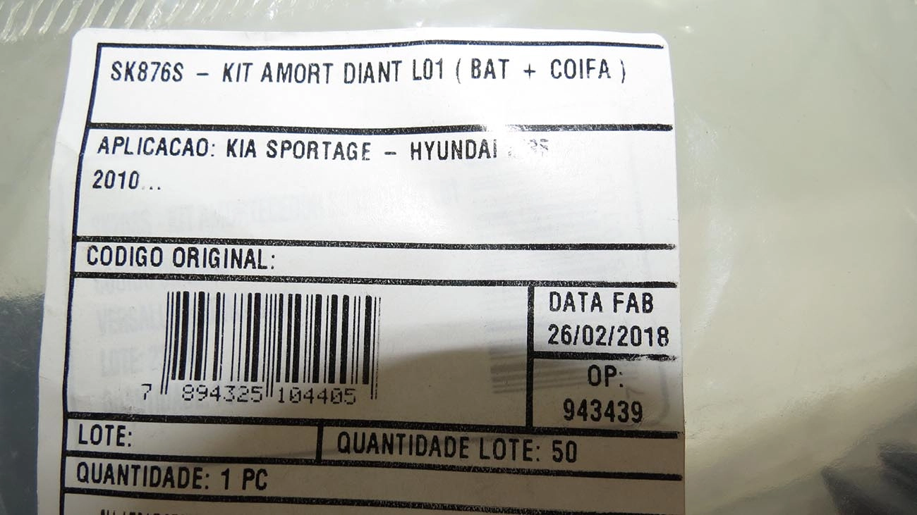 KIT AMORTECEDOR DIANTEIRO HYUNDAI IX35 2010/ AZERA 2012/2017 - KIA SPORTAGE 2010/ - BATENTE E COIFA