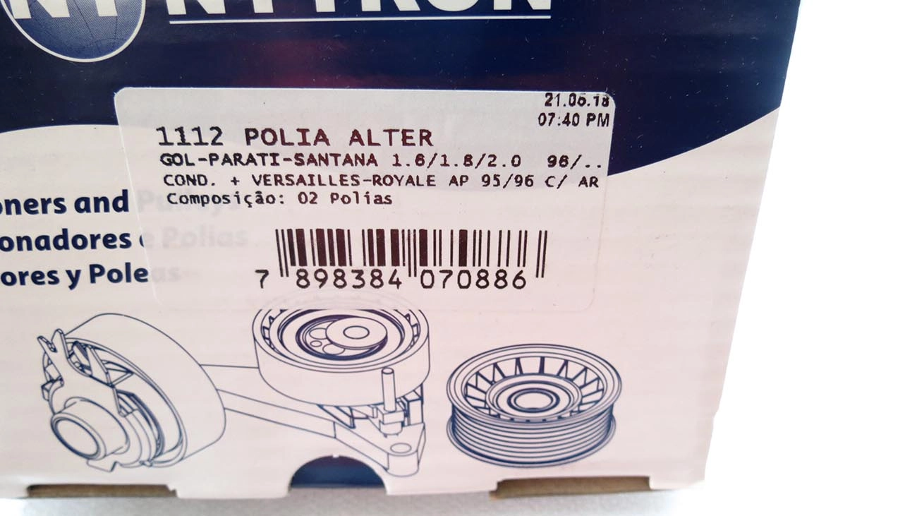 KIT POLIAS TENSOR CORREIA ALTERNADOR/TENSIONADOR AUXILIAR ACESSÓRIOS MOTOR VW GOL/PARATI/SAVEIRO/SANTANA 94/ C/ACD 17X76,20X31MM DUAS PEÇAS