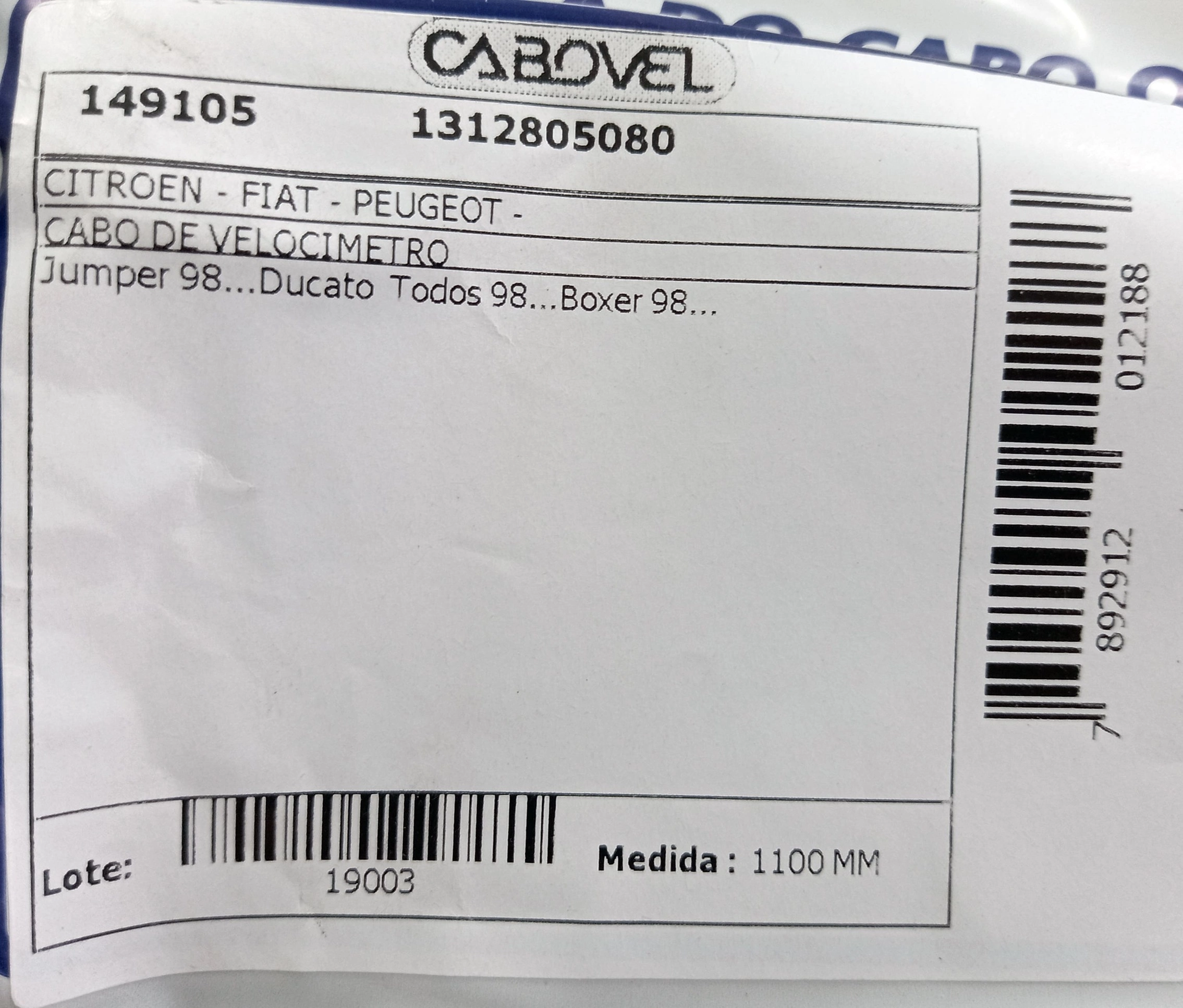CABO VELOCIMETRO FIAT DUCATO 01/ 1100