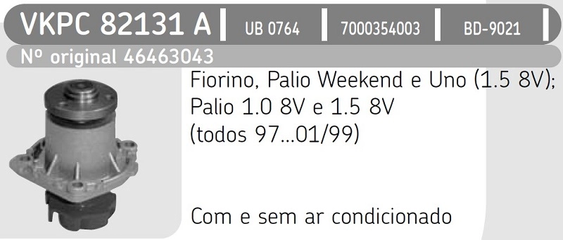 BOMBA ÁGUA FIAT PALIO/STRADA 1.0 8V 96/08.99 1.5