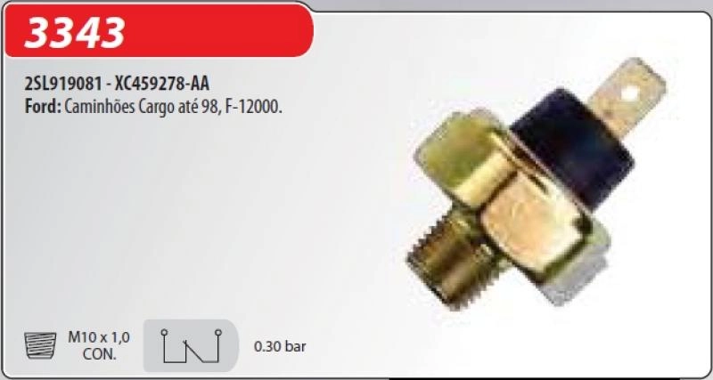 INTERRUPTOR DE PRESSÃO DE ÓLEO FORD F-12000 - CARGO 712/814/815/915/1215/1417/1521/2422/4031