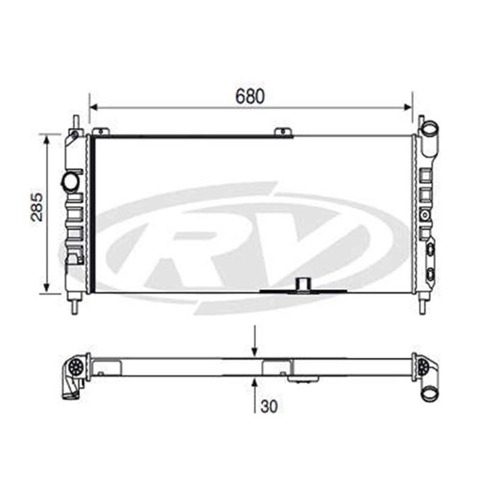 RADIADOR ÁGUA MOTOR CONSTRUÇÃO EXPANDIDO COM AR CONDICIONADO TRANSMISSÃO MANUAL GM CORSA CLASSIC/WIIND 1.0/1.4/1.6 94/10 TIGRA 16V 94/02 ACD 680X285X30MM