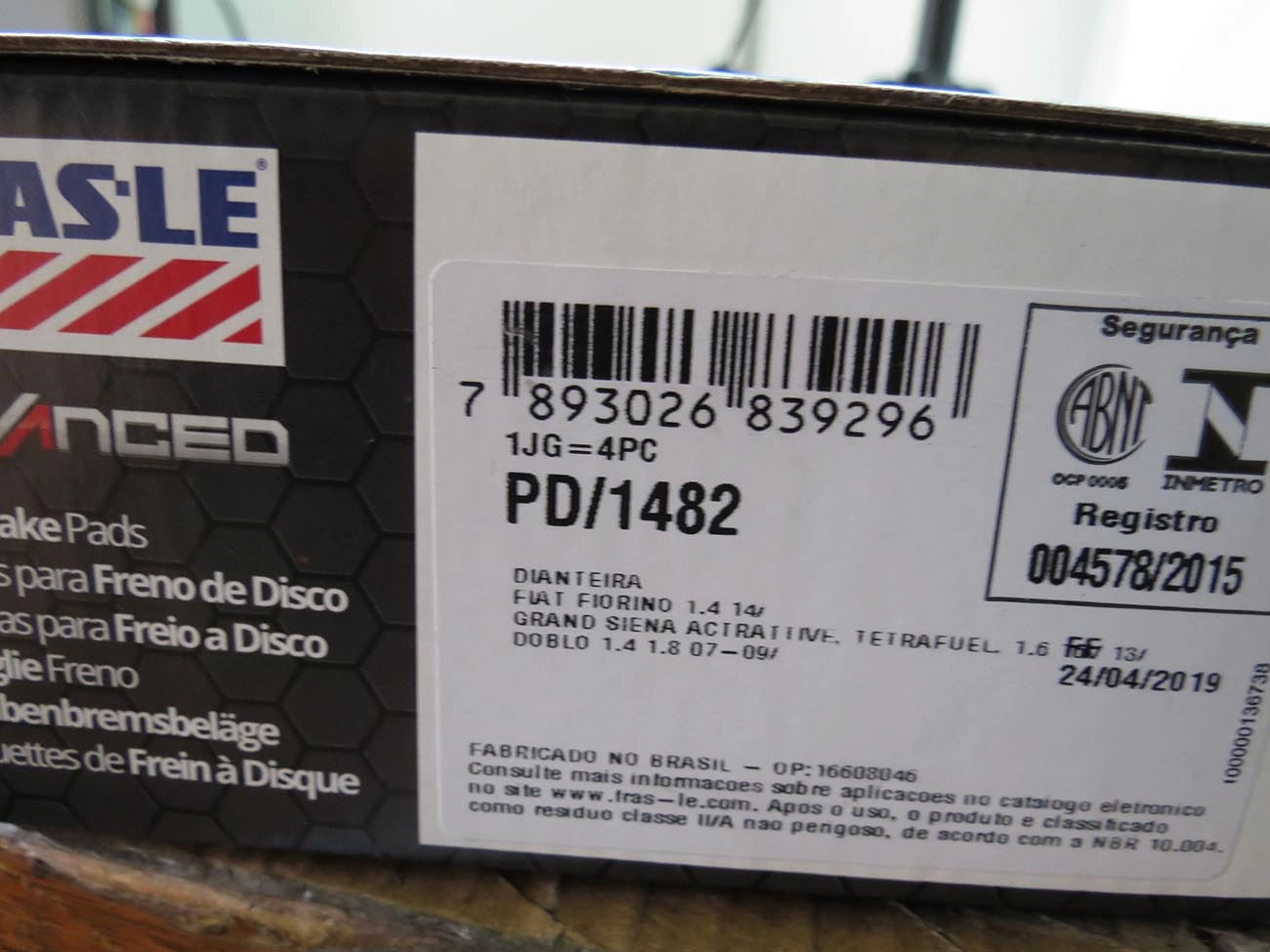 PASTILHA FREIO RODA DIANTEIRA FIAT ARGO 17/21 CRONOS 18/21 GRAND SIENA 12/16 MOBI STRADA 14/21