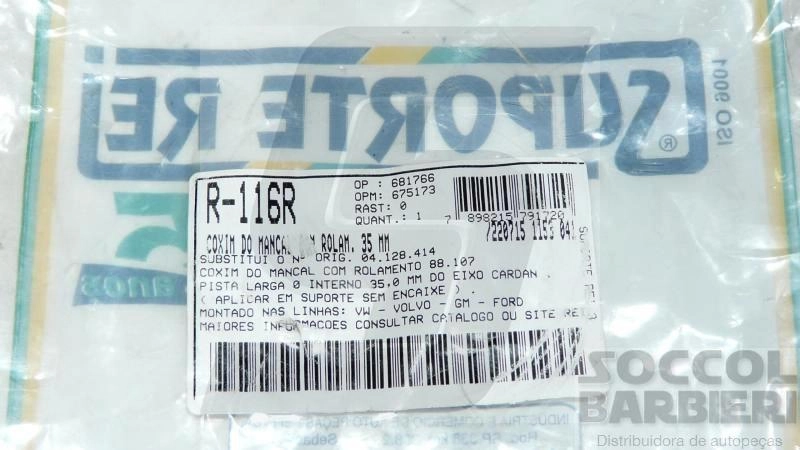 ROLAMENTO DO CARDAN GM A/C/D-10/14/20/40 A/C/D-60 - SISTEMA ORIGINAL 35MM