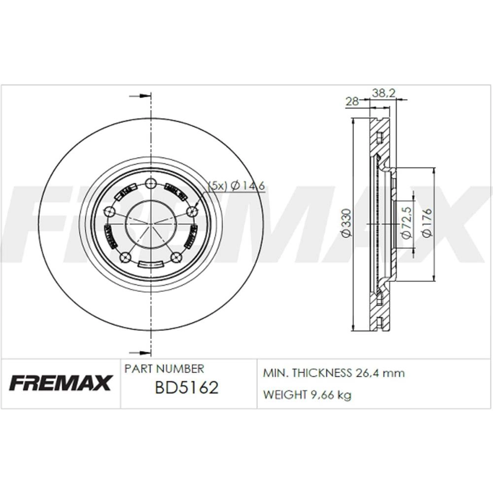 DISCO FREIO SEM CUBO FIAT FREEMONT 2.4 11/16 DODGE JOURNEY 12/16 CHRYSLER TOWN COUNTRY DIA V-330