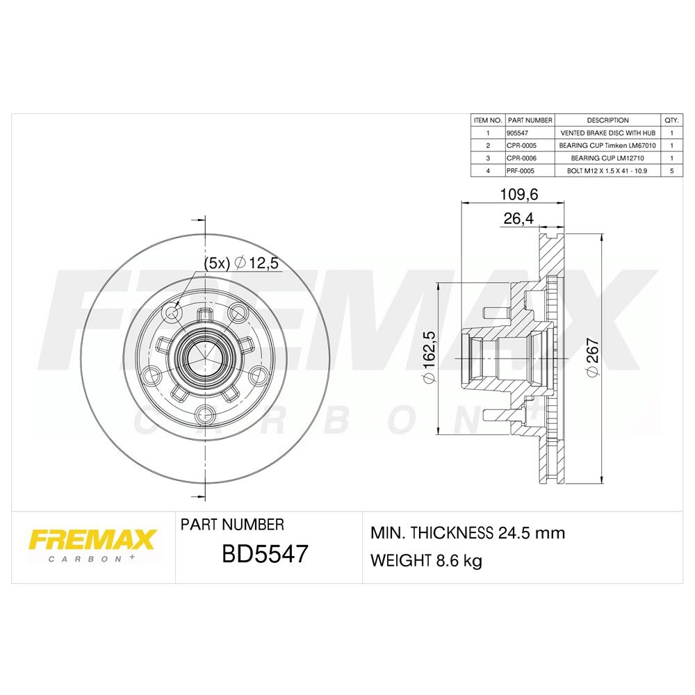 DISCO DE FREIO GM CAMARO RS 92/ - EL CAMINO 82/87 - BUICK REGAL 82/87 - PONTIAC BENNEVILLE - V267MM