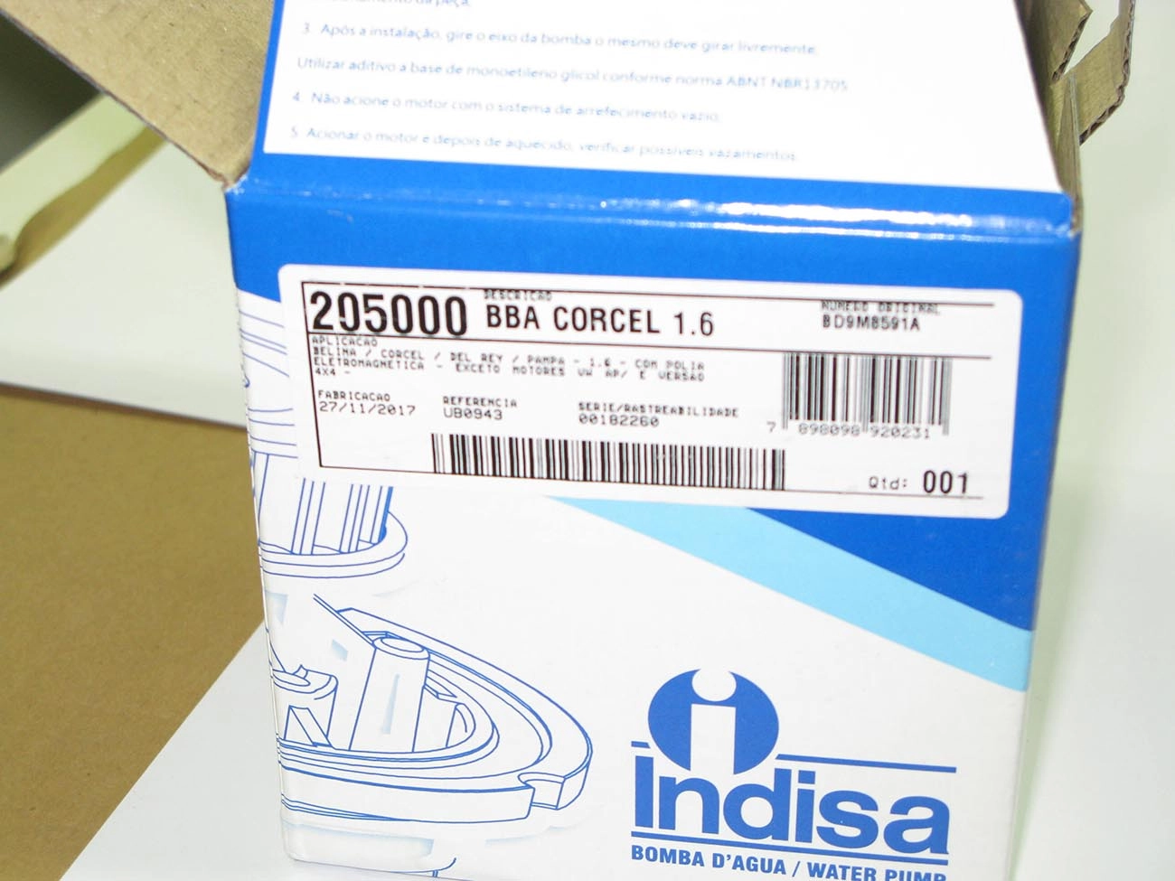 BOMBA ÁGUA COM POLIA ELETROMAGNÉTICA  FORD CORCEL/BELINA/DEL REY/PAMPA 78/83 - EXCETO MOTOR CHT