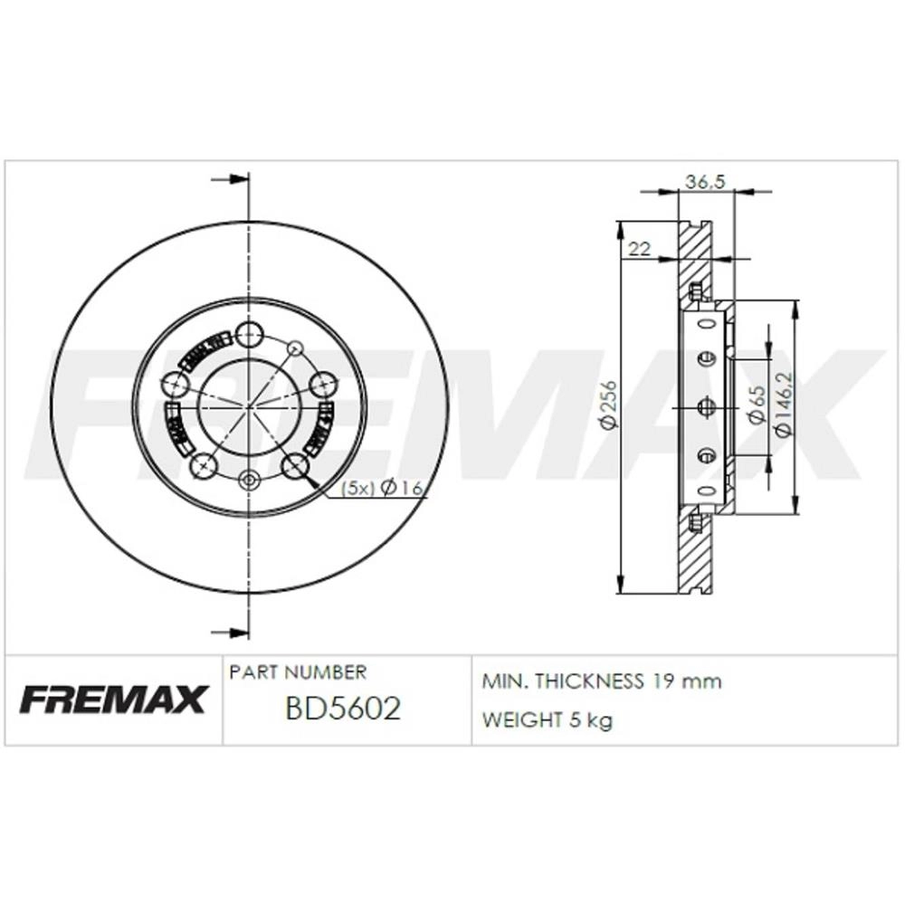 DISCO FREIO DIANTEIRO VENTILADO 256MM 5 FUROS VW GOLF 1.6 99/ FOX/CROSSFOX ARO 14